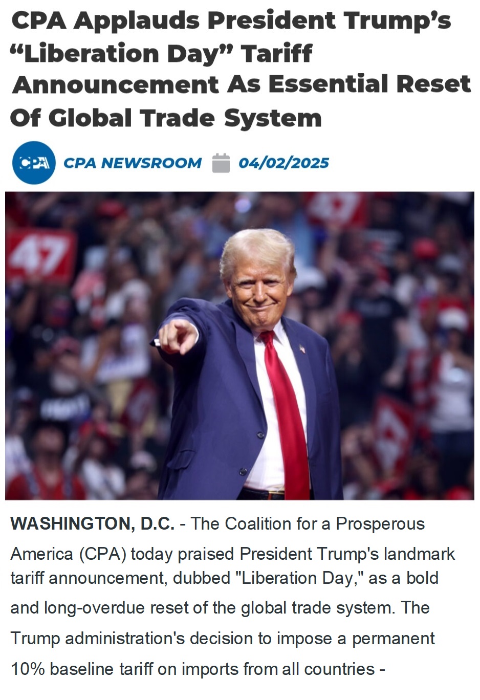 Positive prediction on Trump Tariffs 